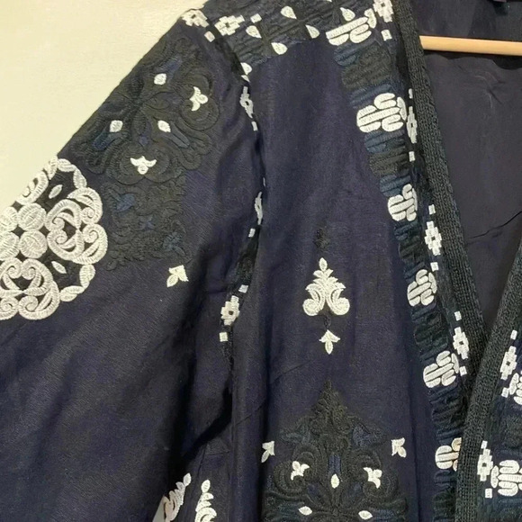 Kobi Halperin navy black white embroidered embroidery kimono style jacket - Picture 3 of 8